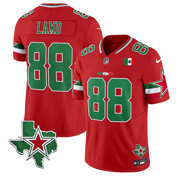 Men's Dallas Cowboys #88 CeeDee Lamb 2024 Mexico Red F.U.S.E. Stitched Football Jersey